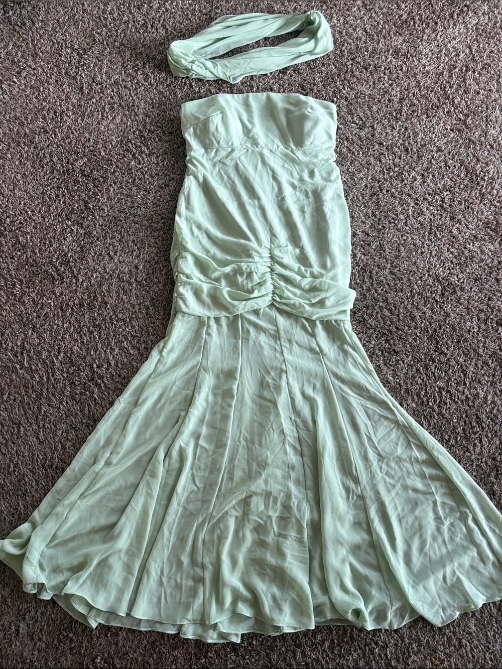 Strapless green Mermaid Evening Dress